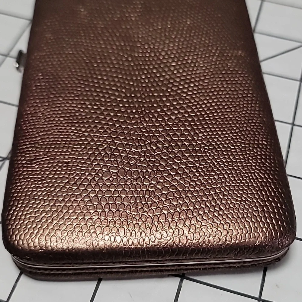 Bronze Slimline Wallet Clutch Faux Reptile‎ Print - Gently Preloved